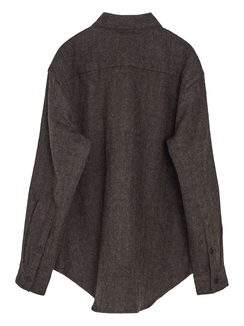 Big Shirt Two Undyed Wool H-Bone Dark brown