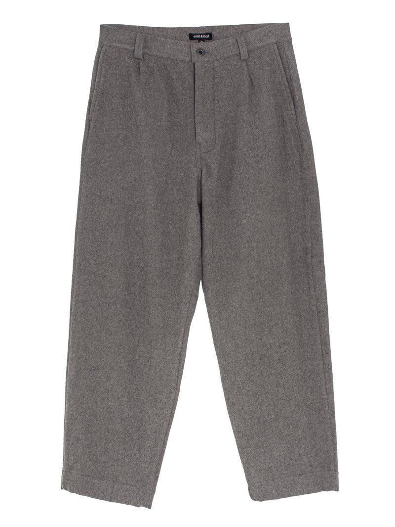 Single Pleat Pant Brushed Wool Cashmere Mid Grey