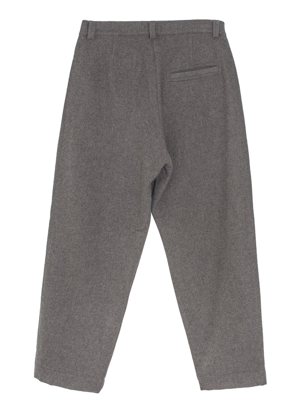 Single Pleat Pant Brushed Wool Cashmere Mid Grey