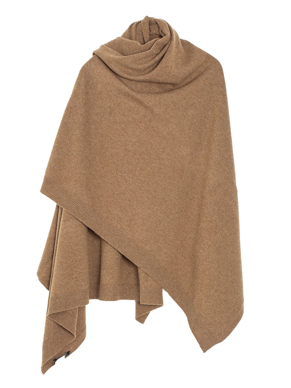 Knit Shawl Cashmere Lambswool Dark Ochre