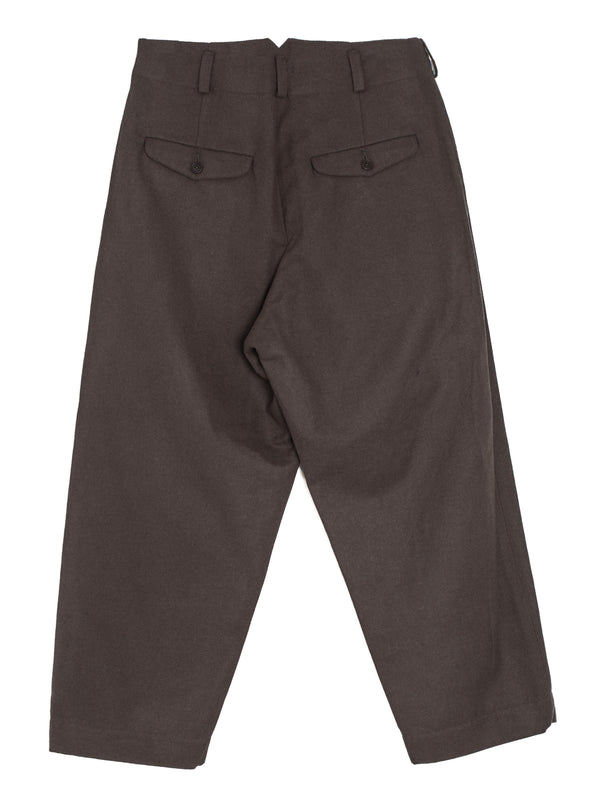 Two Pleat Pant Brushed Wool Cotton Linen Dark Olive