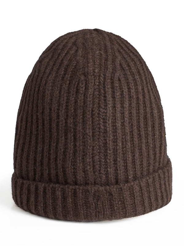 Knit Hat Undyed Yak Wool Dark brown