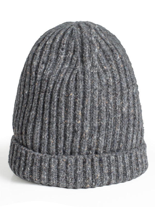 Knit Hat Wool Tweed Heather grey
