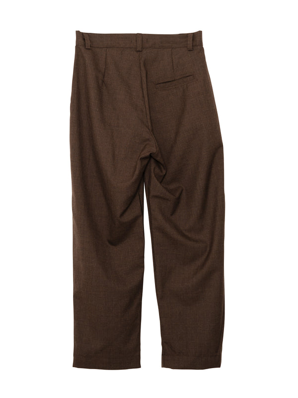 Single Pleat Pant Fox Worsted Wool Puppytooth Brown