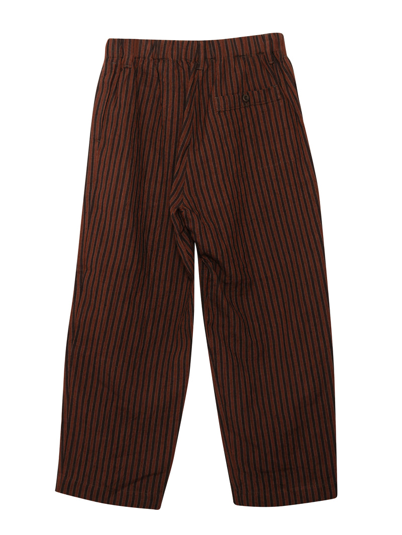 Elastic Pant Yarn Dyed Linen Stripe Navy Red