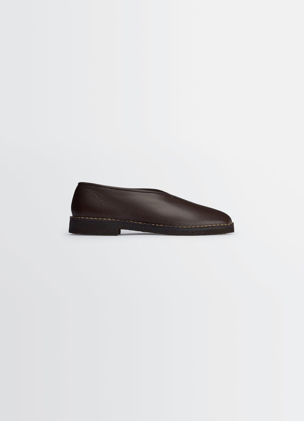 Piped Crepe Slippers Dark Brown