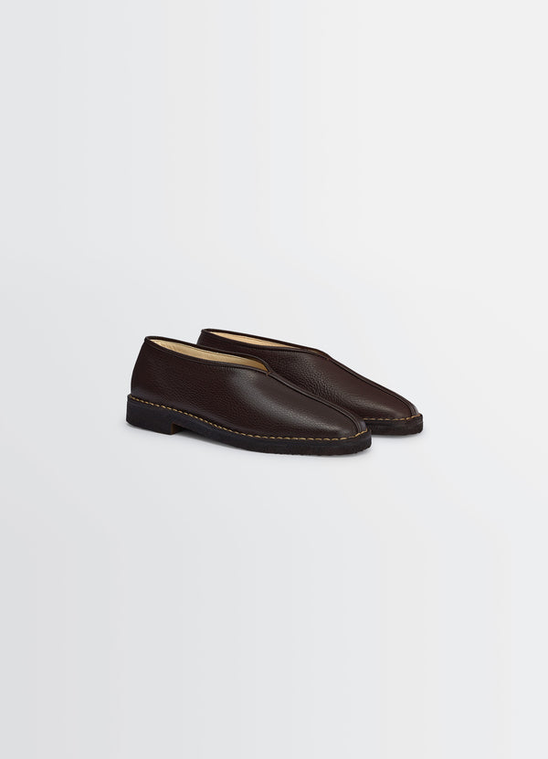 Piped Crepe Slippers Dark Brown