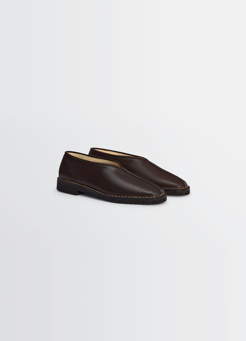 Piped Crepe Slippers Dark Brown