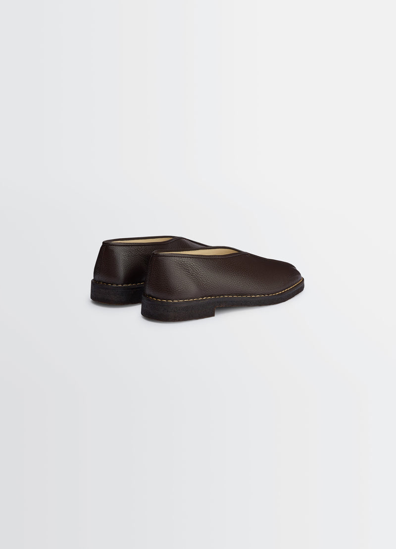 Piped Crepe Slippers Dark Brown