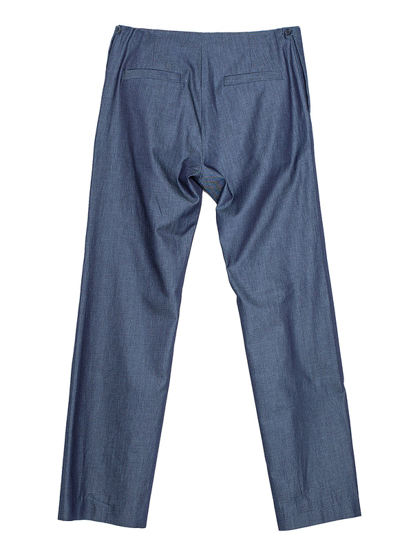 Ultra Fine Denim Tailored Trousers Blue