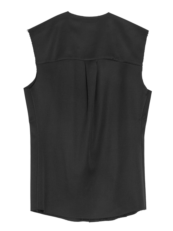 No.74 Summer Wool Sleeveless Shirt Black