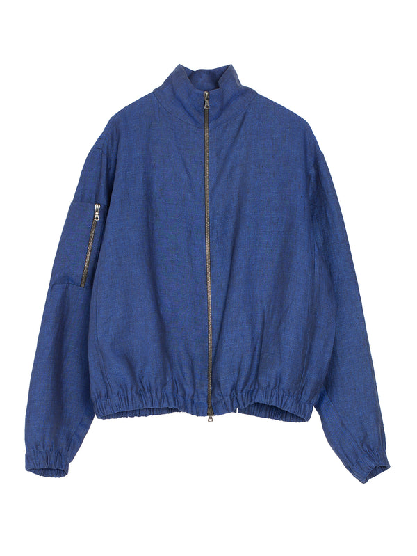 No.311 Linen Pocket Zipper Jacket Blue