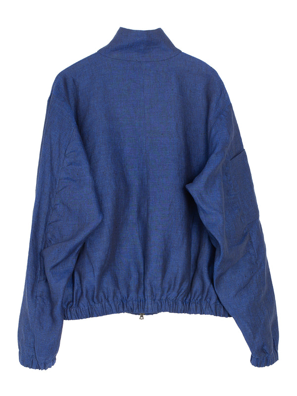 No.311 Linen Pocket Zipper Jacket Blue