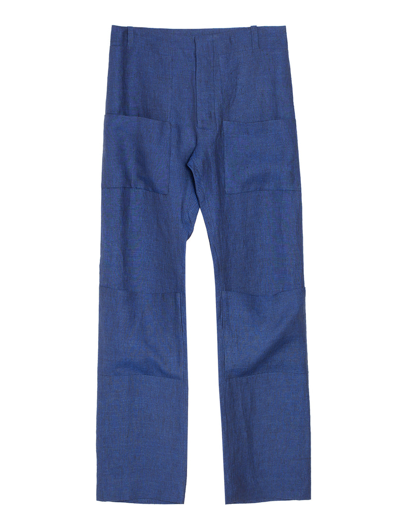 No.312 Linen Six Pocket Trousers Blue