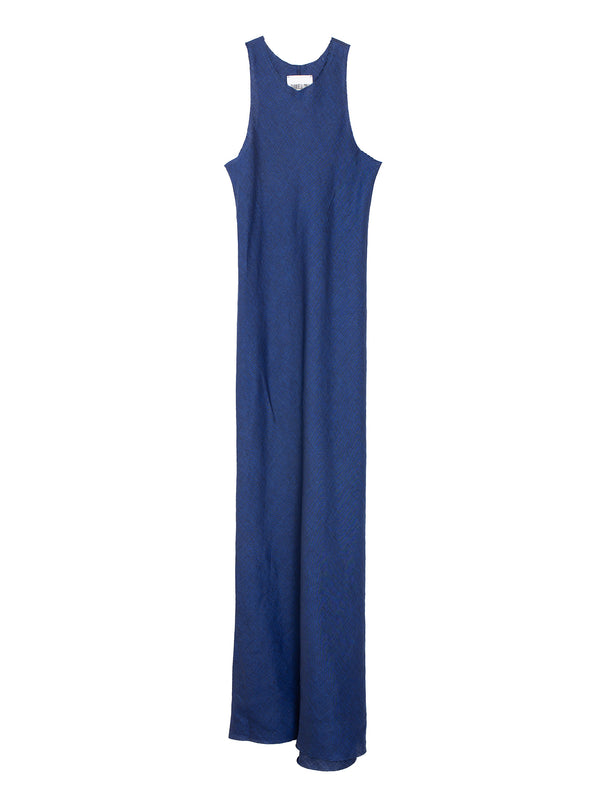 No.303 Linen Bias Cut Dress Blue