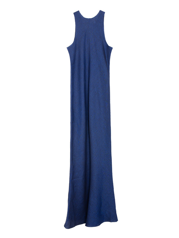 No.303 Linen Bias Cut Dress Blue