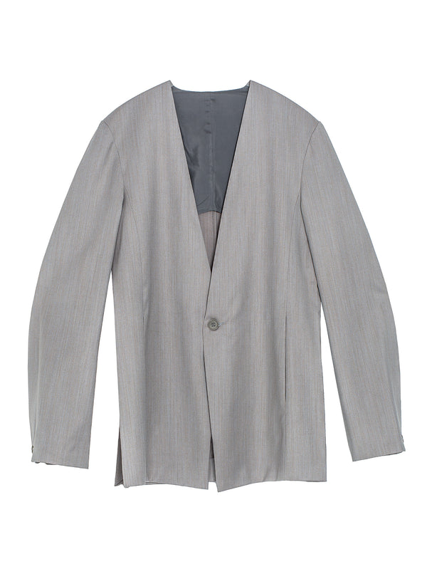 No.63 Summer Wool Folded Jacket Grey Herringbone