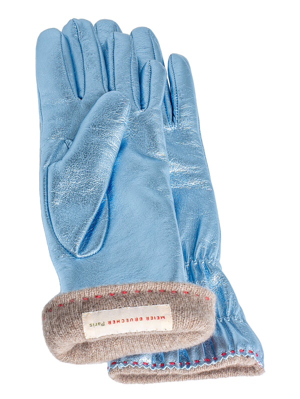 Women’s Handmade Leather Cashmere Glacier Metallic Glove