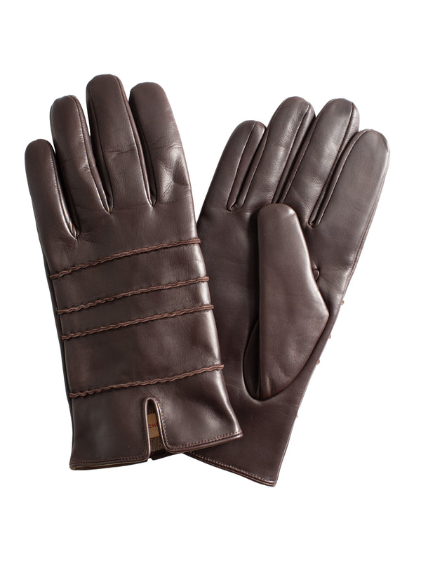 Men’s Rayures Lambskin Cashmere Gloves Coffee