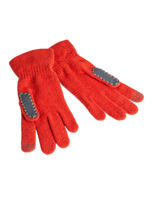 Women’s Handstitched Knitted Cashmere Gloves Red and Black