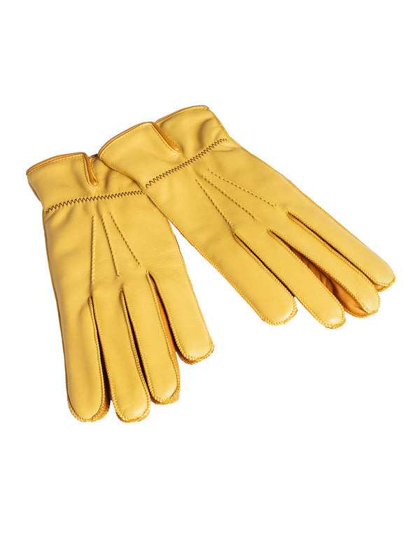 Men’s Handmade Lambskin Leather and Cashmere Gloves Mais, Noix and Miel