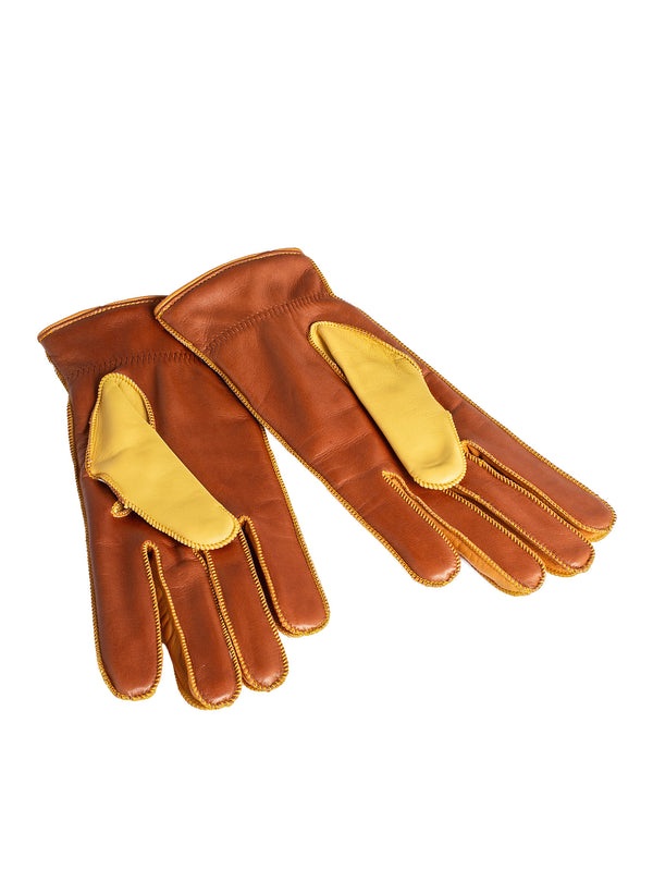 Men’s Handmade Lambskin Leather and Cashmere Gloves Mais, Noix and Miel