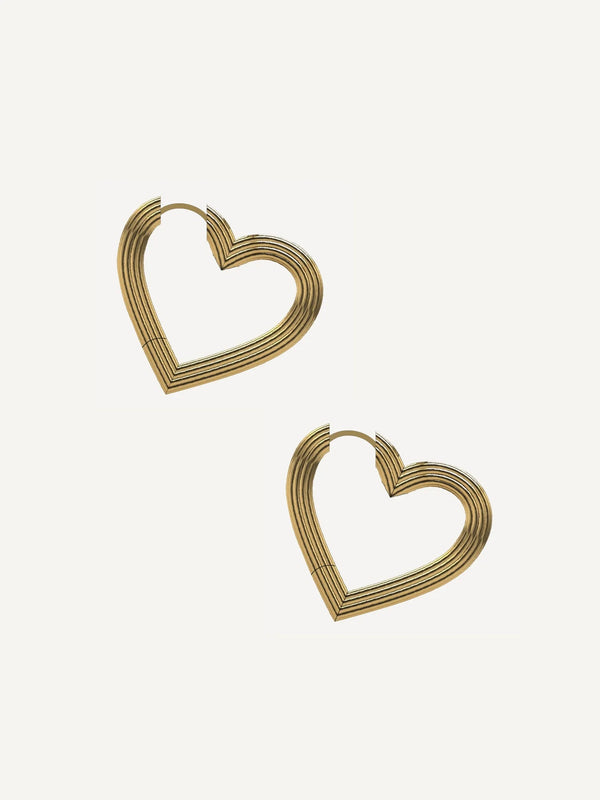 Grand Coeur Hoops Earrings Gold