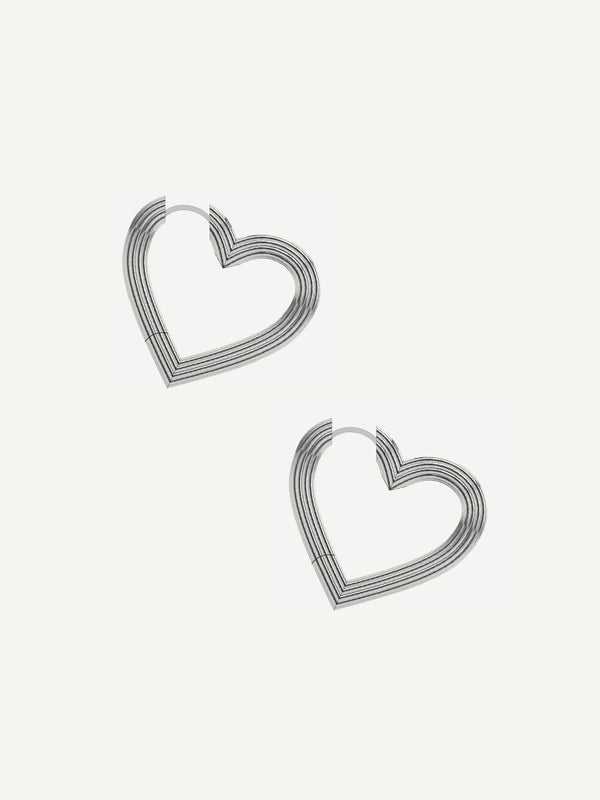 Grand Coeur Hoops Earrings Silver
