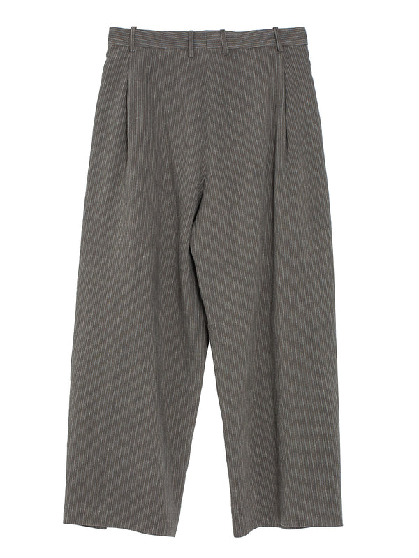 Creased Linen Pinstripe Pants Dark Beige