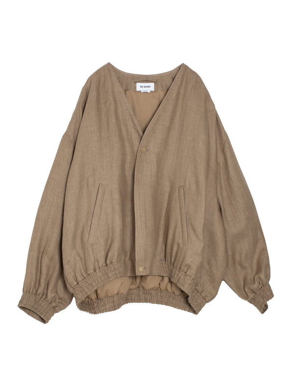 Herringbone Linen Cloth Bomber Medium Beige