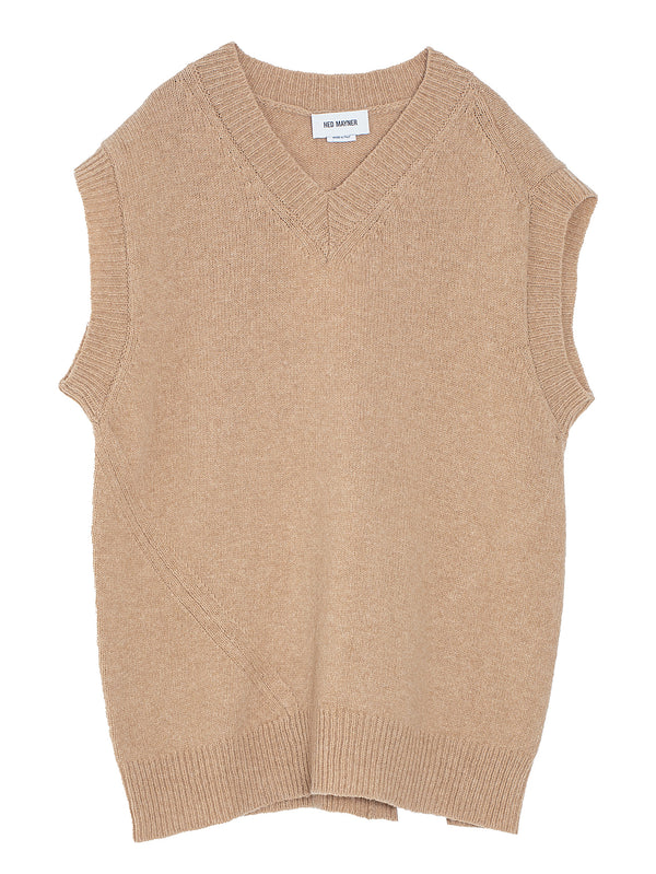 Sweater Gilet Felted Wool Medium Beige