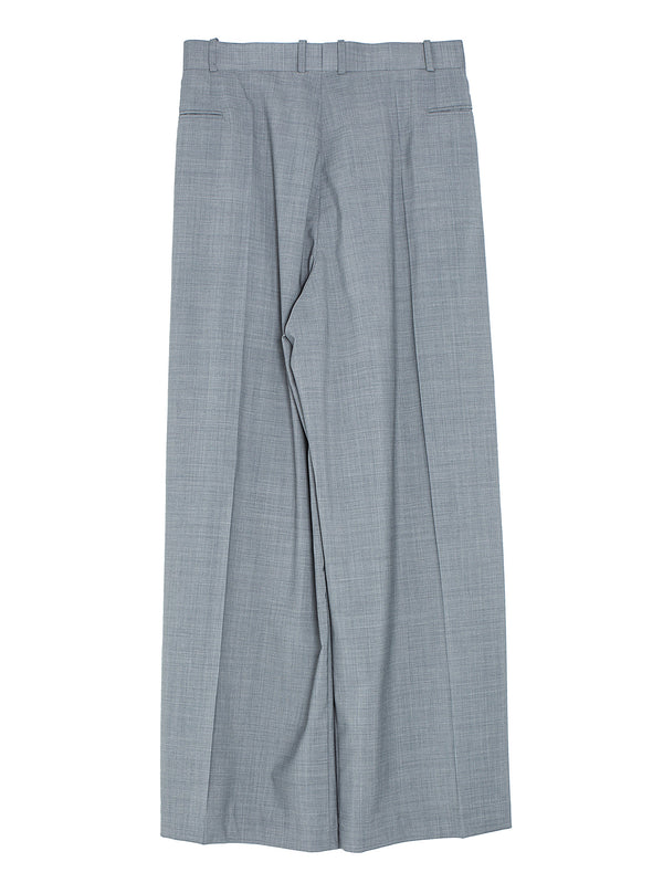 Pleated Technical Wool Trousers Medium Grey