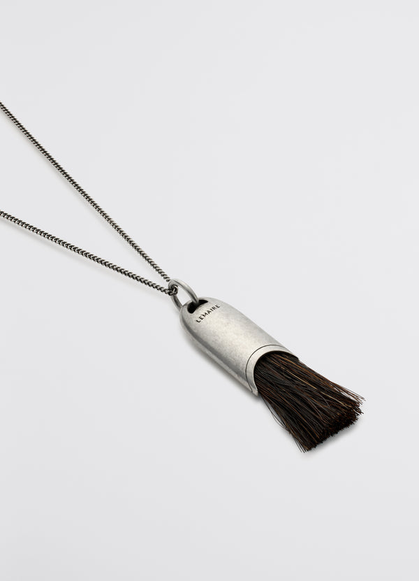 Personal Brush Necklace Silver Brown