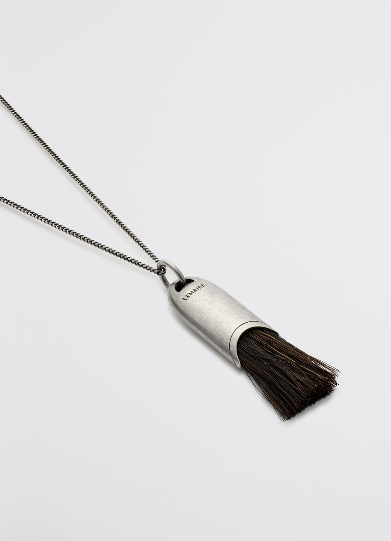 Personal Brush Necklace Silver Brown