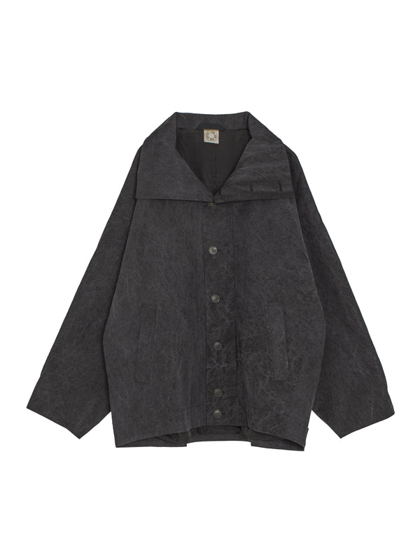 Jacket Nr61 Jacket With Standing Collar And Front Pleat Black