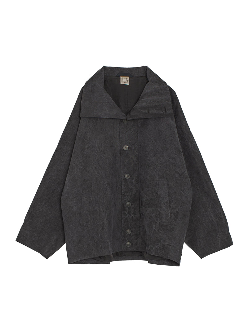 Jacket Nr61 Jacket With Standing Collar And Front Pleat Black