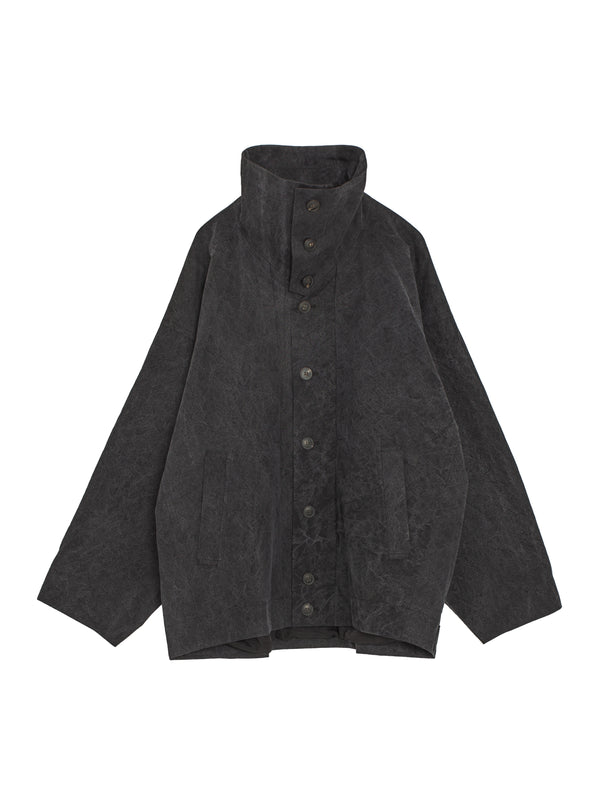 Jacket Nr61 Jacket With Standing Collar And Front Pleat Black