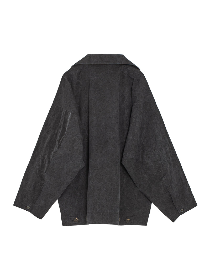 Jacket Nr61 Jacket With Standing Collar And Front Pleat Black
