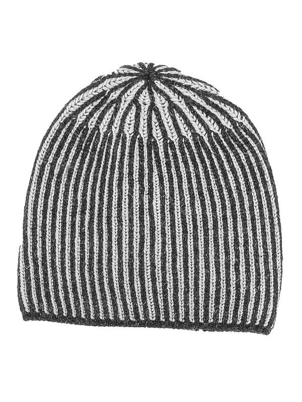 Beanie Nr. 12 Wool Lino Anthracite White