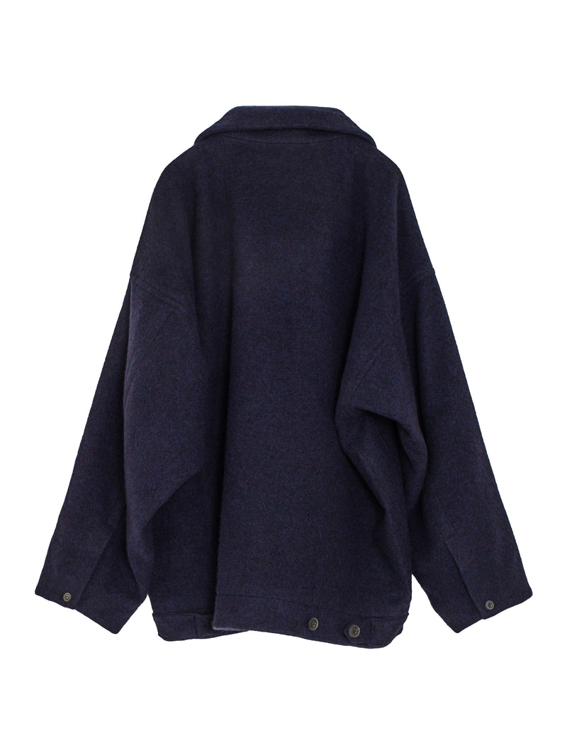 Jacket Nr61 Jacket With Standing Collar And Front Pleat Midnight