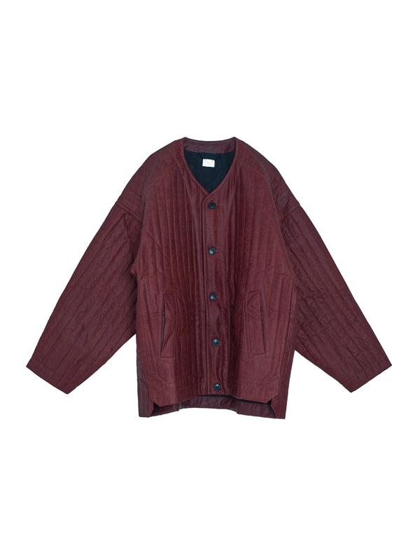 Jacket Nr62 Collarless Padded Jacket With Jet Pockets Oxblood