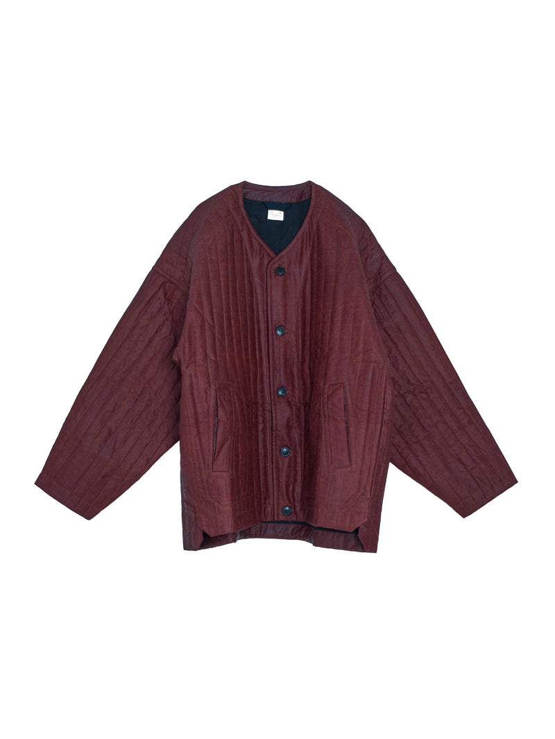 Jacket Nr62 Collarless Padded Jacket With Jet Pockets Oxblood