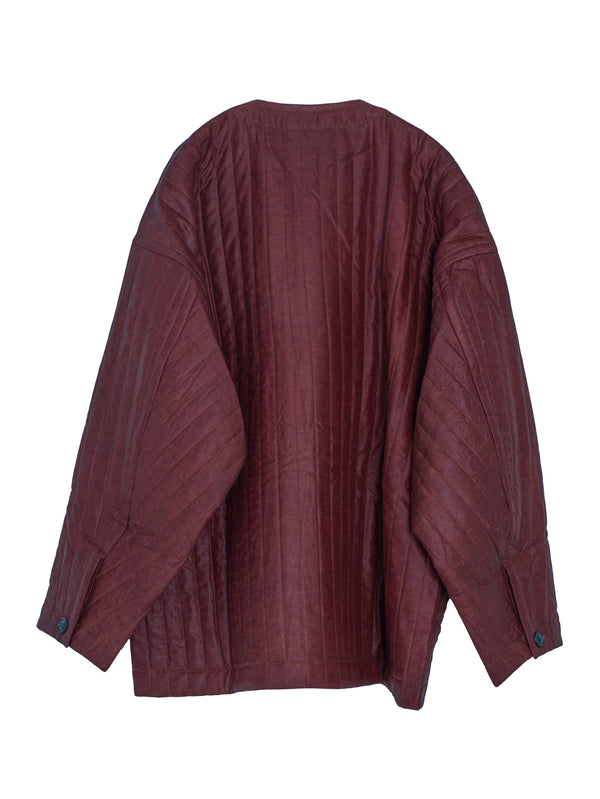 Jacket Nr62 Collarless Padded Jacket With Jet Pockets Oxblood
