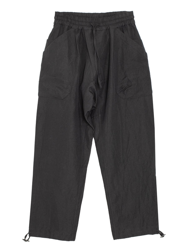 Trousers Nr88 Loose Fit One Pleat Trousers With Elastic Waistband Pitch Black