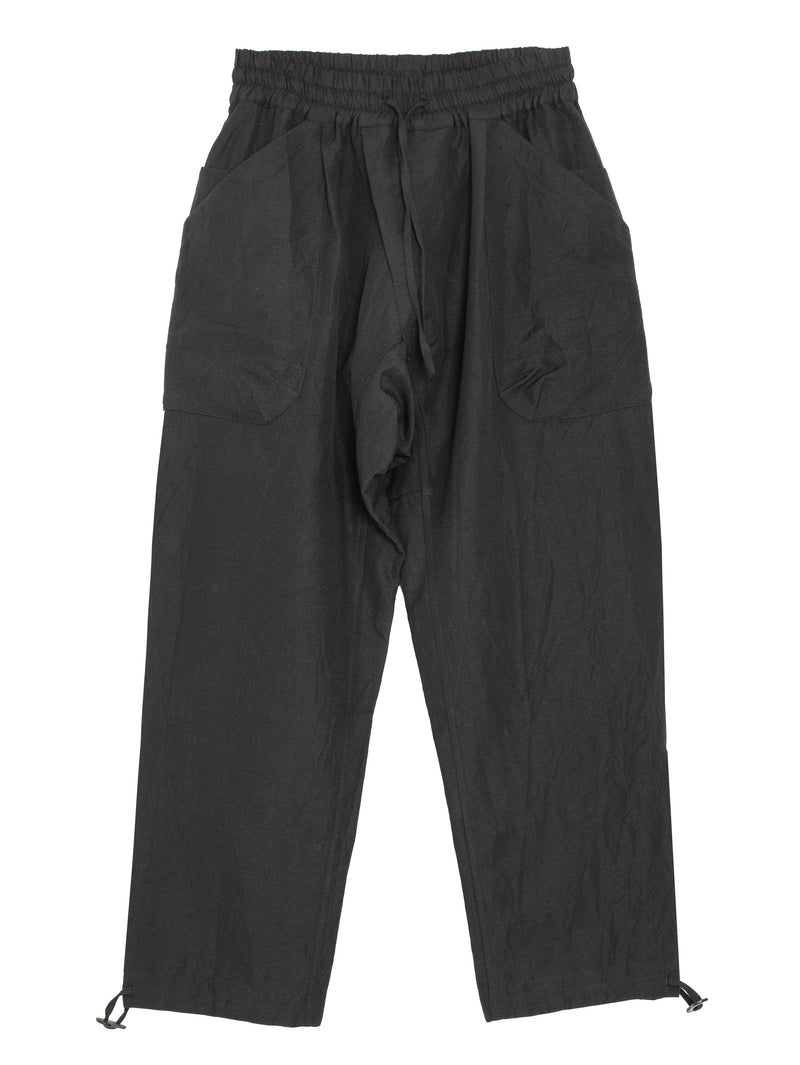 Trousers Nr88 Loose Fit One Pleat Trousers With Elastic Waistband Pitch Black