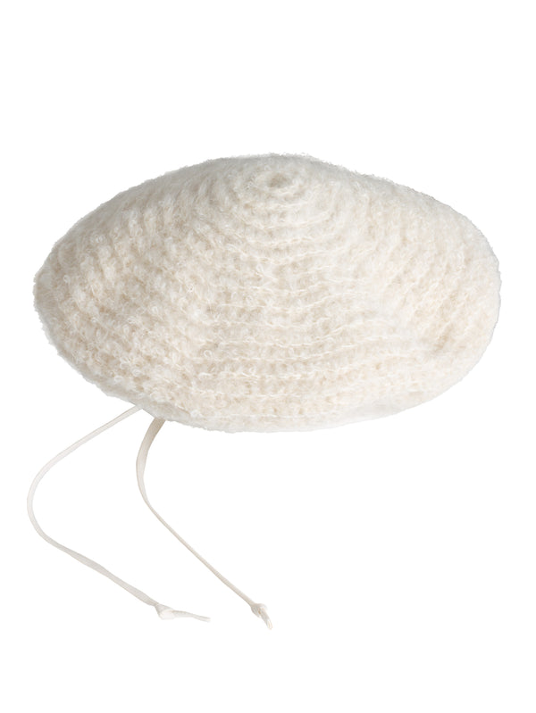 Beret Nr1 Hand Crochet Beret With Fabric Brim Edge Natural