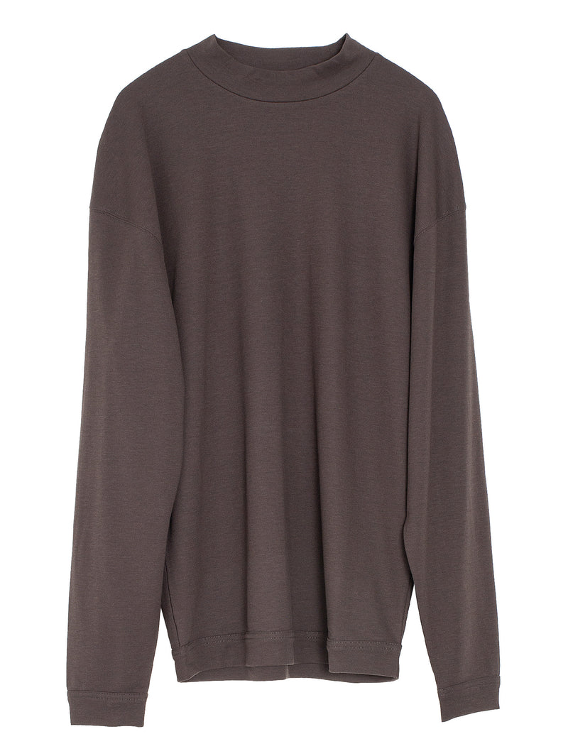 Mock Neck Long Sleeve Tee Dark Espresso