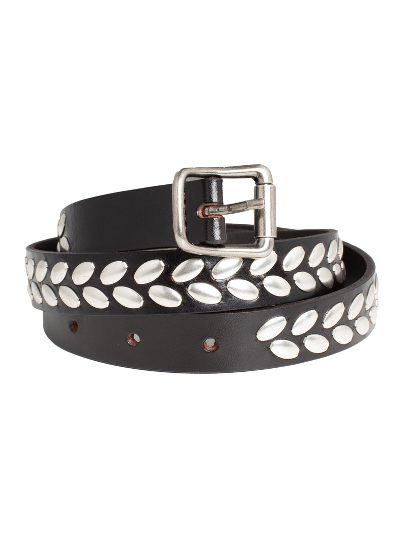 Almond Stud Belt 20 Dark Brown