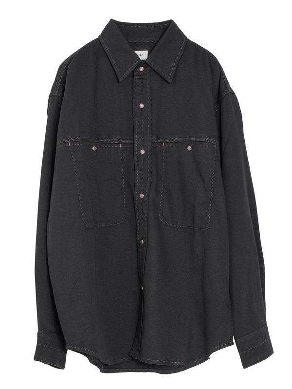 Denim Shirt With Snaps Black