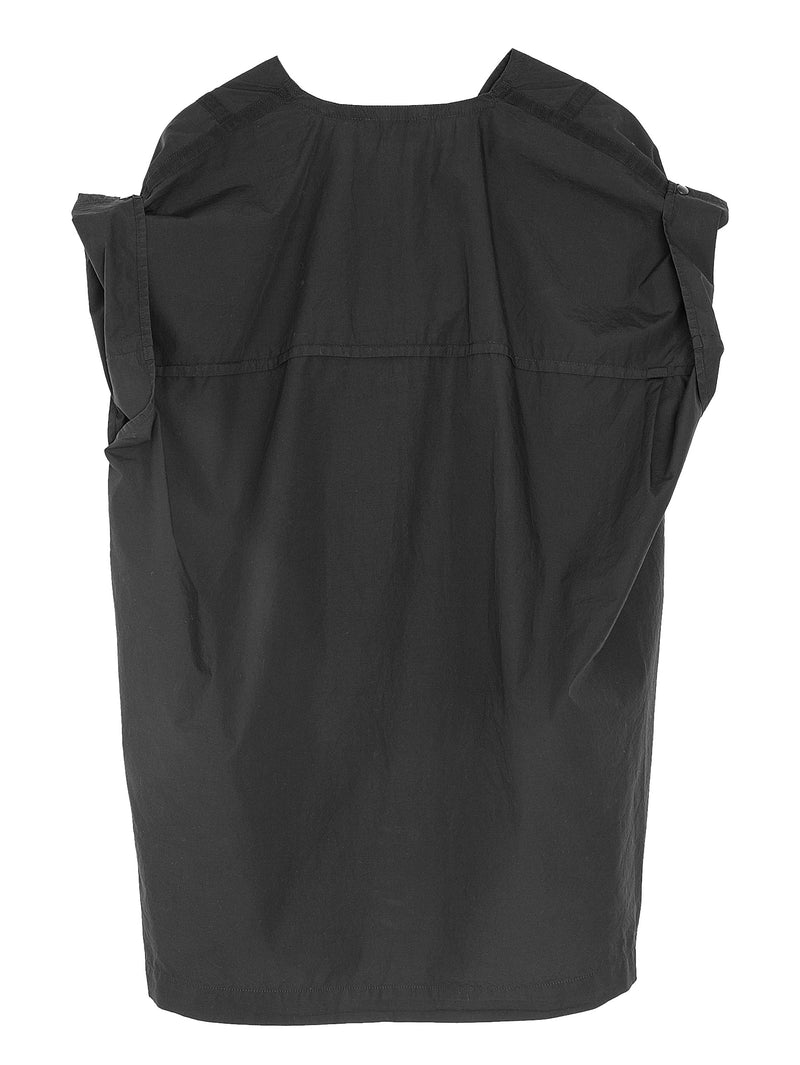 Cap Sleeve Top With Snaps Black